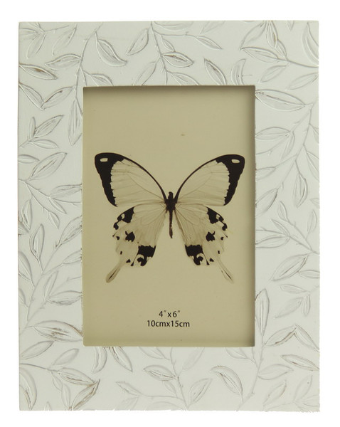 Photo frame with etched small leaves to fit a 6"x4" photo - comes in 2 colour options