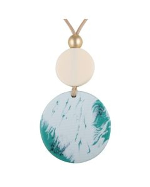 2 discs on cord with clasp necklace pendant (orange or teal)