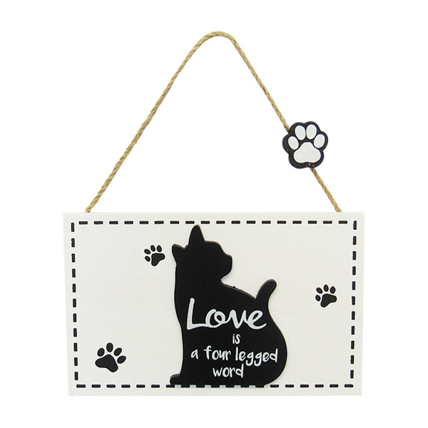 hanging cat sign - love is a four letter word