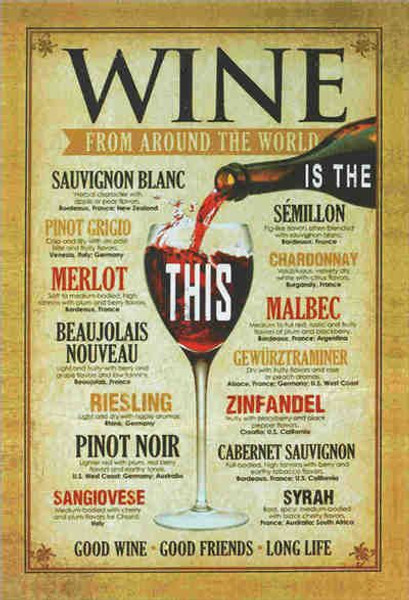 retro style tin signs - Wine from around the World