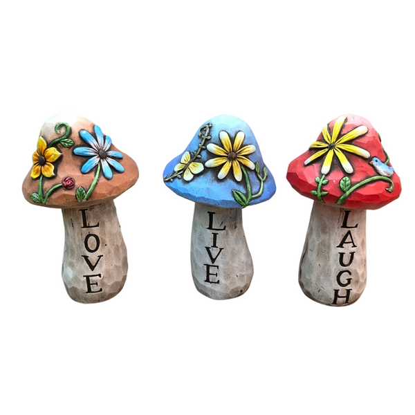 Garden Mushrooms -15cm tall hand painted cement (3 options) price per mushroom