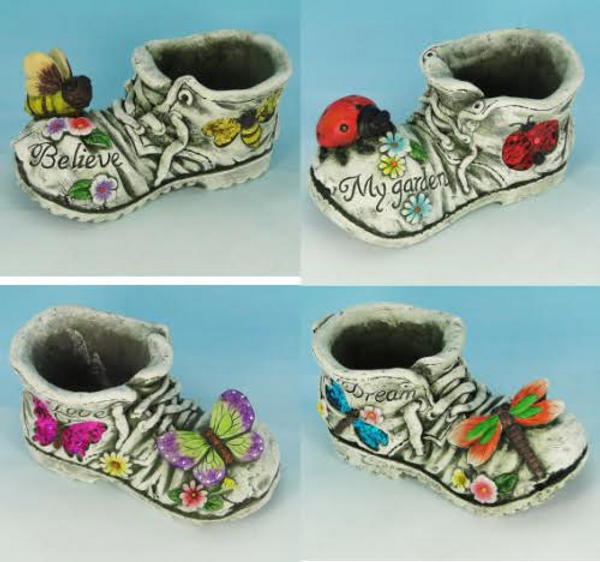 Painted and decorated Cement Boot Plant Pot  (4 designs) price per boot