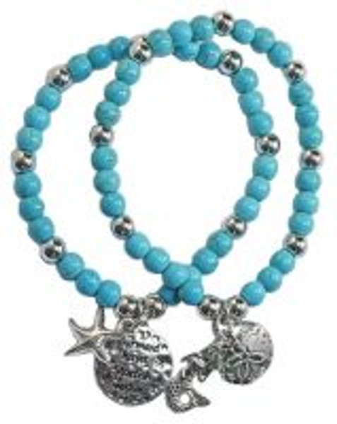 Howlite Mermaids Kisses, Starfish wishes double bracelet