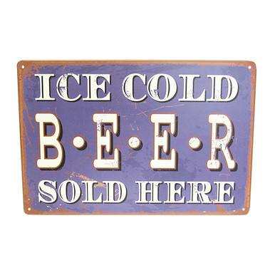 vintage style tin sign - Ice Cold BEER sold here - Adore Collection