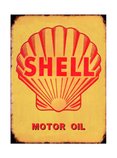 Retro style metal tin sign Shell Motor Oil (30cm x 40cm) - Adore