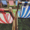 Traditional Wooden Deckchair Blue and White