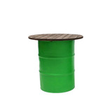 Steel Barrel Pod Table with Wooden Top - Green