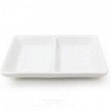 White Mini Dish 2 Sections 3in  x 2in (Pack Size 1)