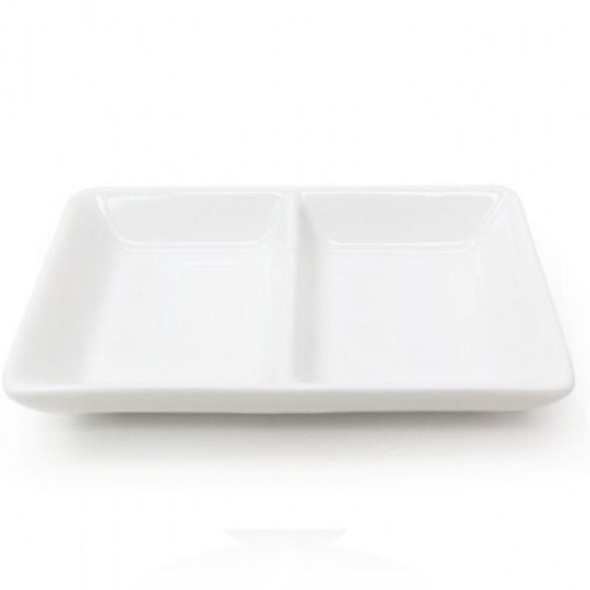 White Mini Dish 2 Sections 4.2in x 2in (Pack Size 1)