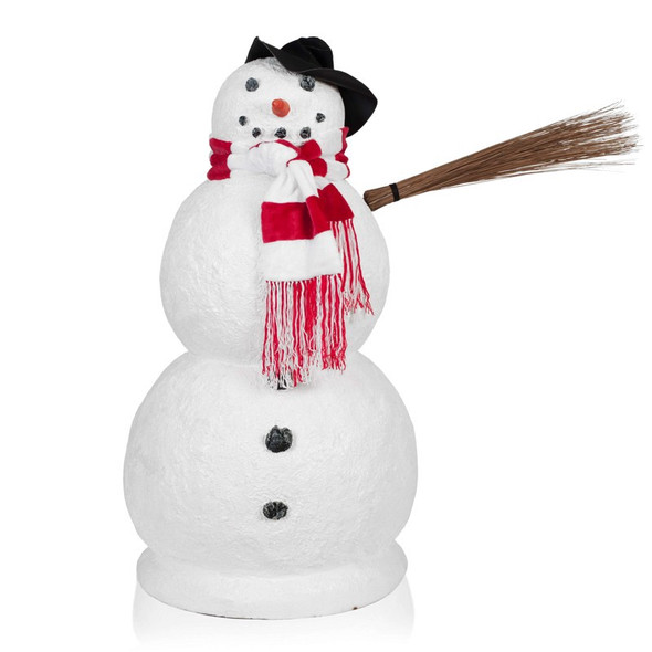 Large Snowman with Hat, Twig and Scarf