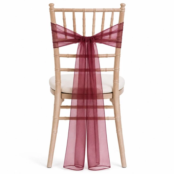 Organza Chair Tie - Burgundy