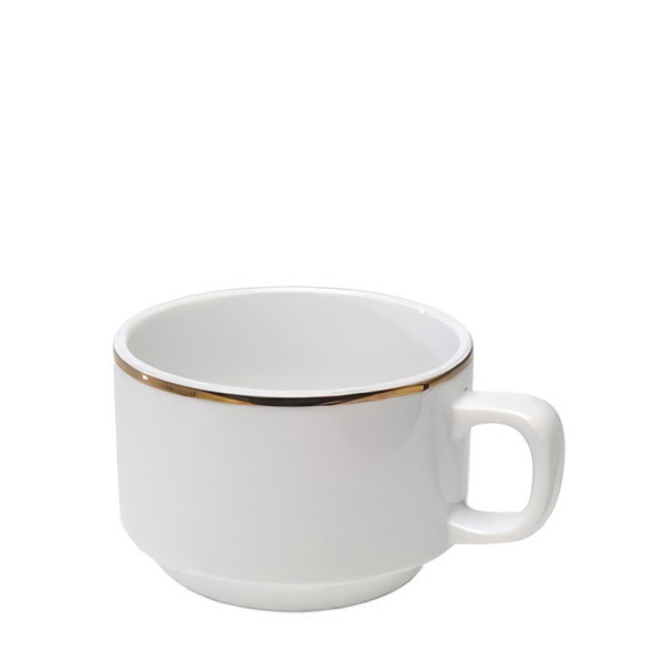 Gold Rim Stacking Cup 18cl (Pack Size 10)