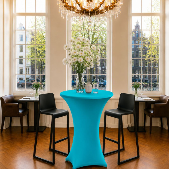 Spandex Turquoise Pod Table Cover