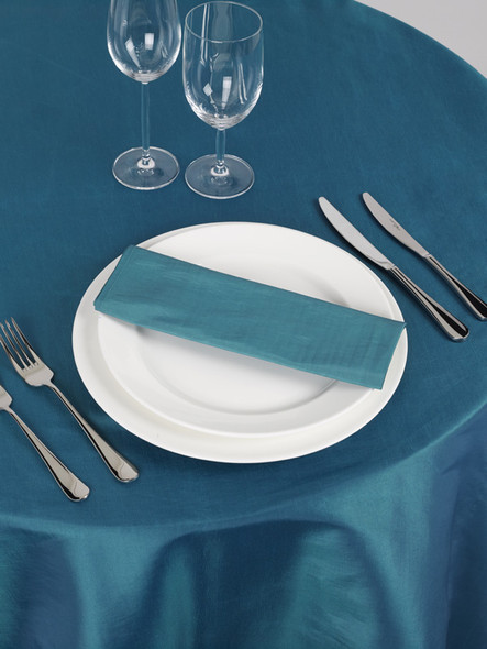 Silk Taffeta Tablecloth Teal Round 132in