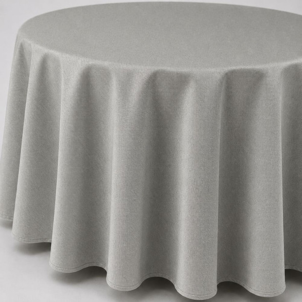 Signature Linen Tablecloth Grey Round 132in