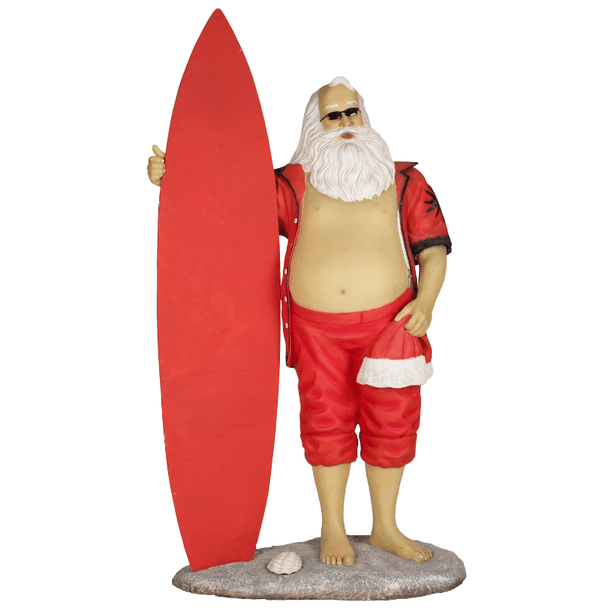 Santa In Shorts With Surfboard