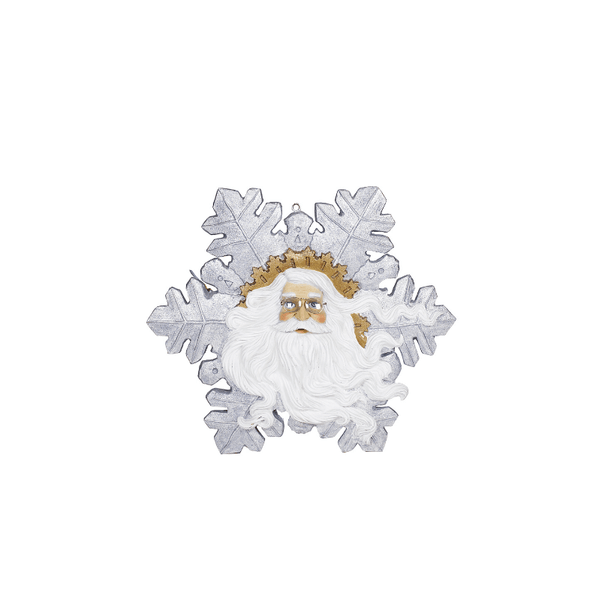 Small Hanging Snowflake with Santa's Face