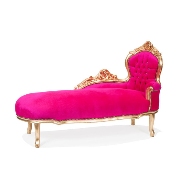 Chaise Longue Hot Pink wth Gold Leaf Trim