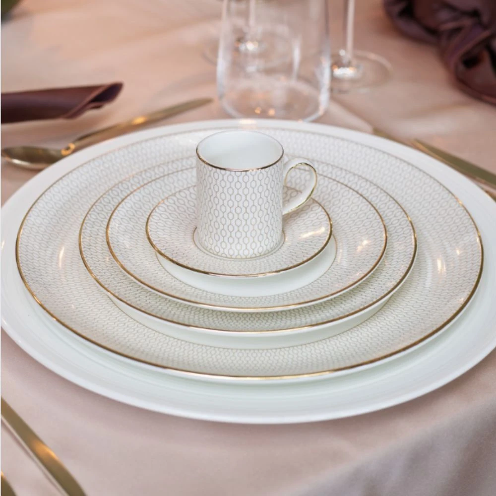 Wedgwood Gio Gold crockery table setting