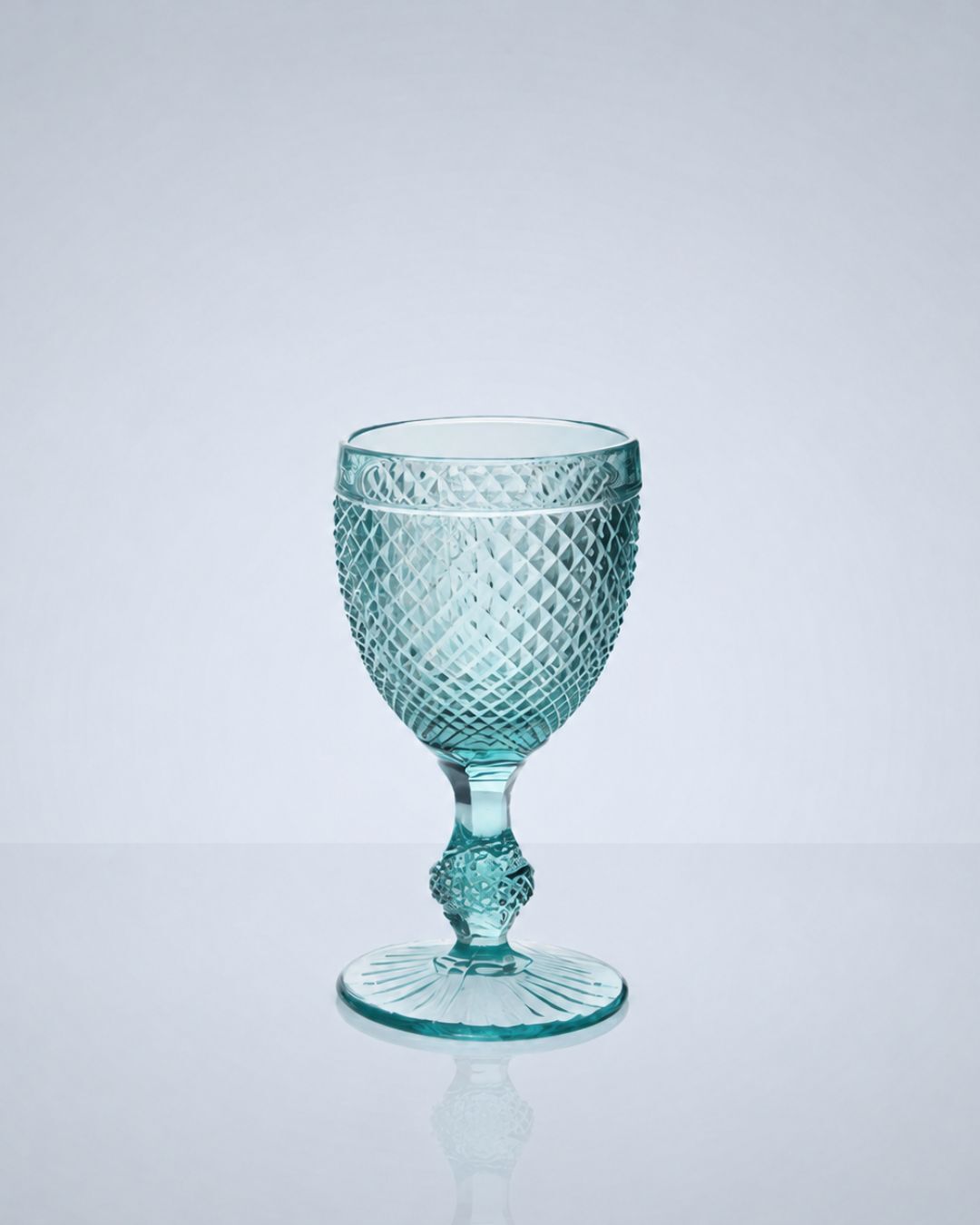 Diamond Pastel Blue Wine Goblet, case size of 25 glasses