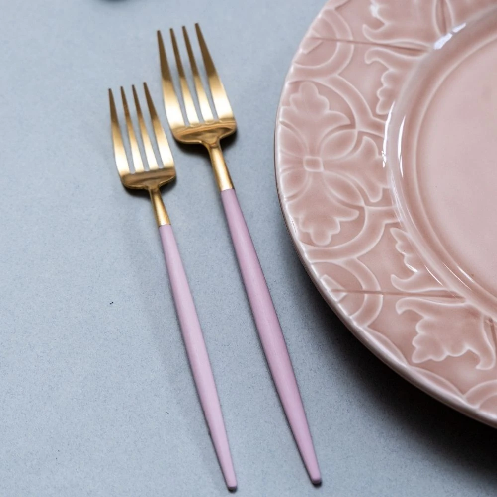Goa Pink and Gold cutlery hire collection