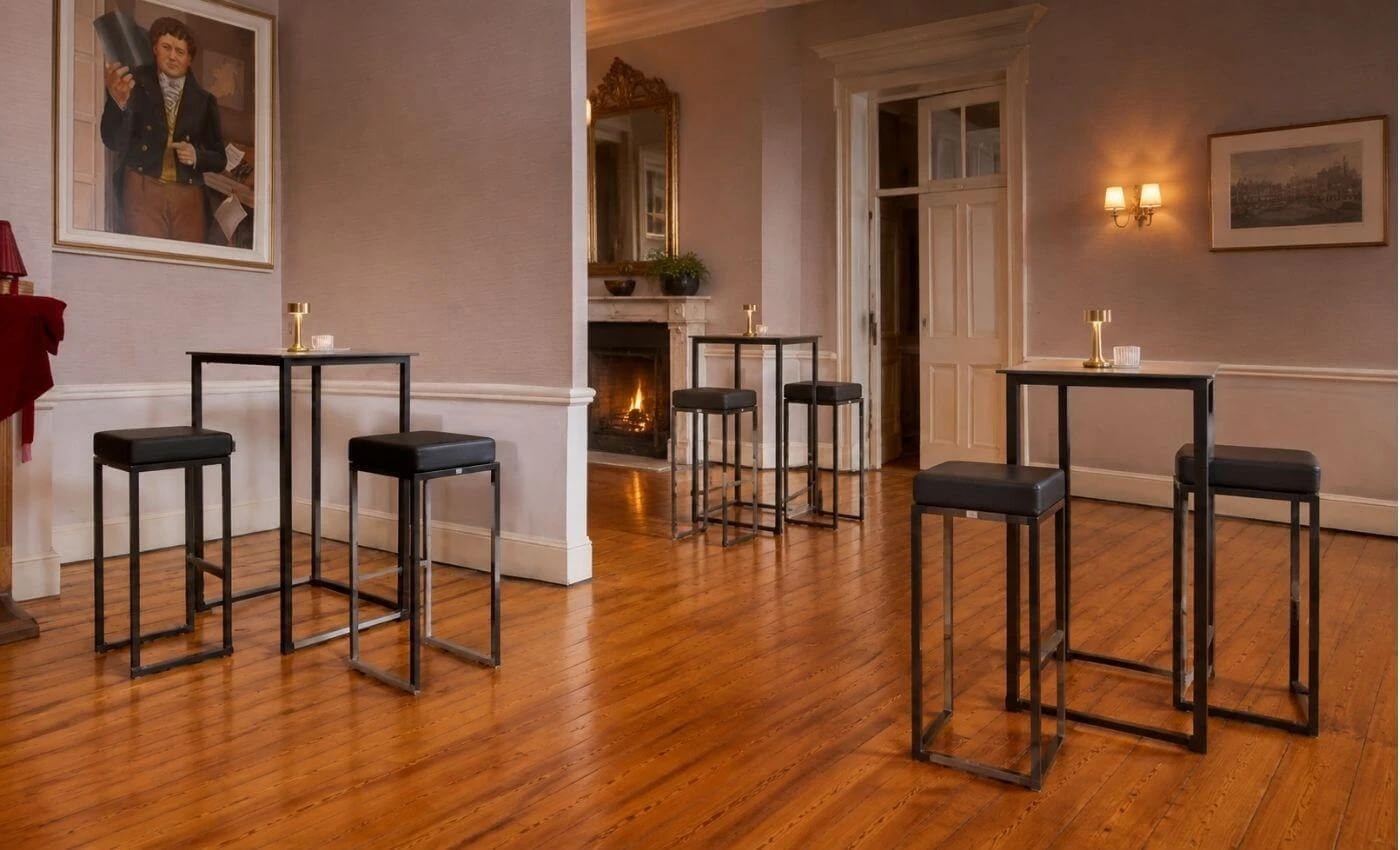 Pod tables and stools for drinks receptions and networking