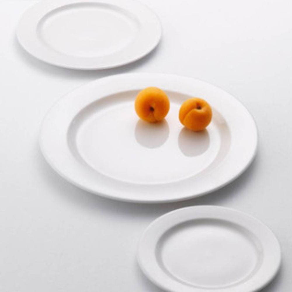 Regency white crockery table setting for hire