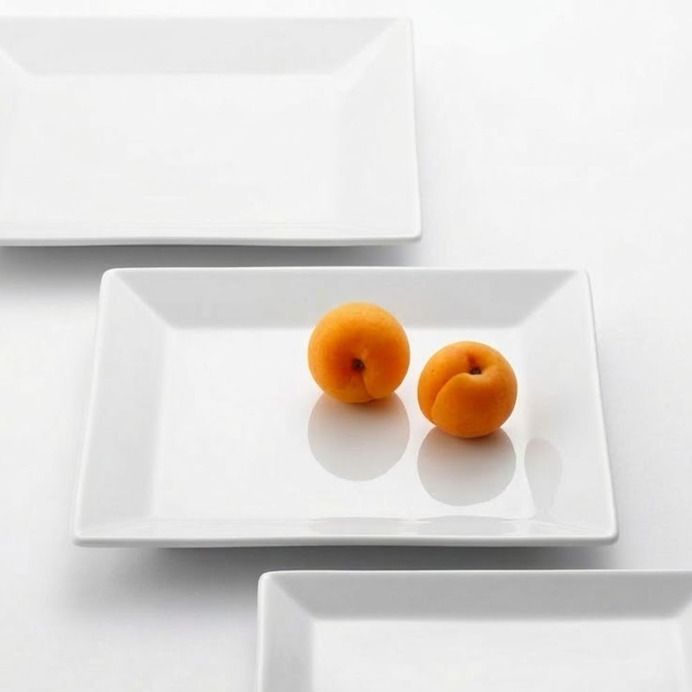 White square crockery plates for hire