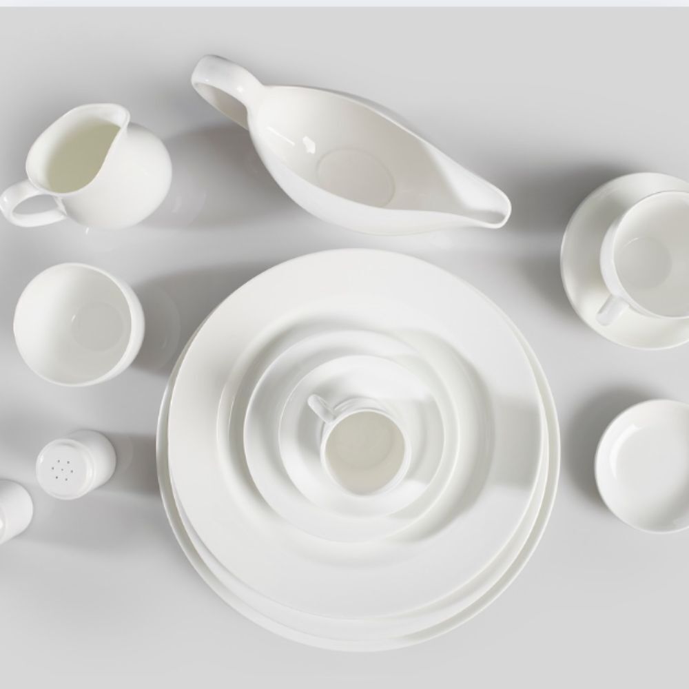 Wedgwood white fine bone china crockery table setting