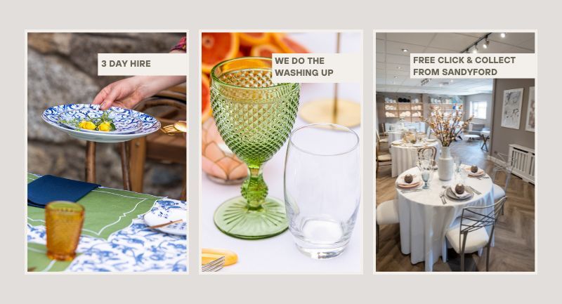 3 Day Hire, We do the washing up. Free Click and Collect from Sandyford, Dublin 18