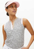 RH Abby Hexagon Beige Print Sleeveless Polo Shirt