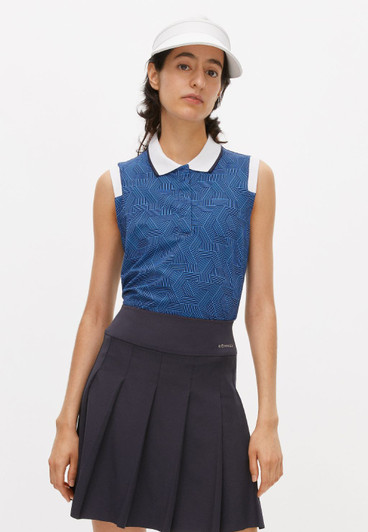 RH Deni Hexagon Blue Print Sleeveless Polo Shirt