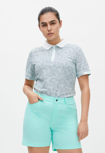 RH Abby Hexagon Mint Print Short Sleeve Polo Shirt