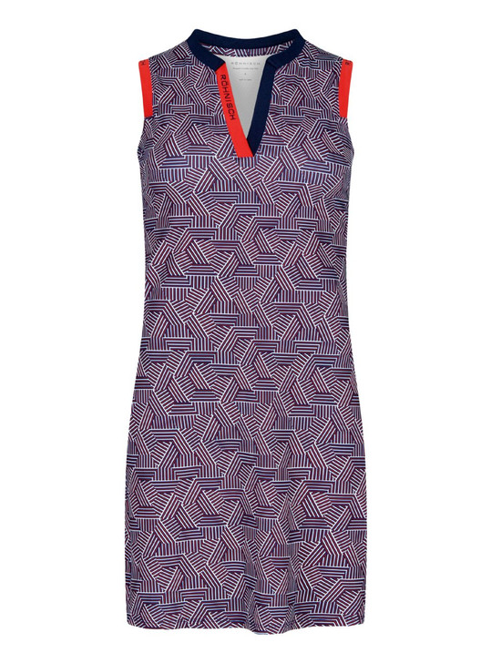 RH Abby Hexagon Red Print Sleeveless Dress