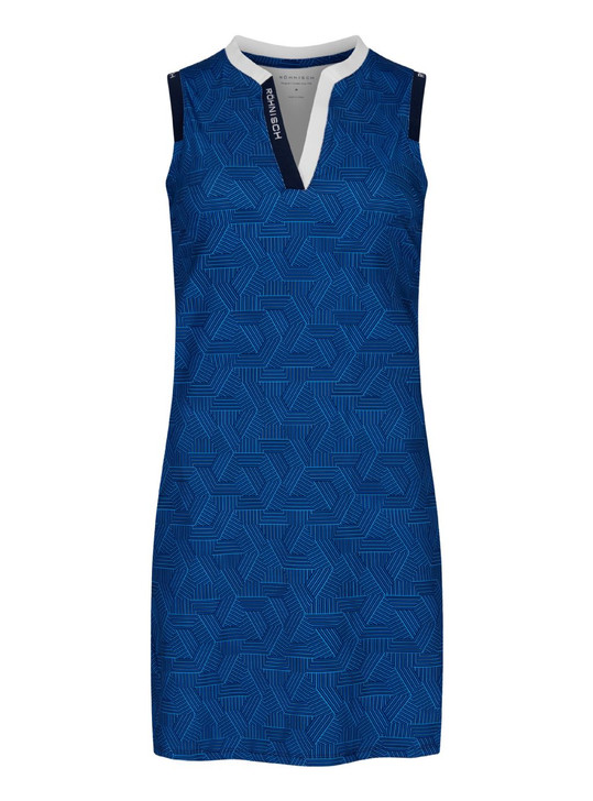 RH Abby Hexagon Blue Print Sleeveless Dress