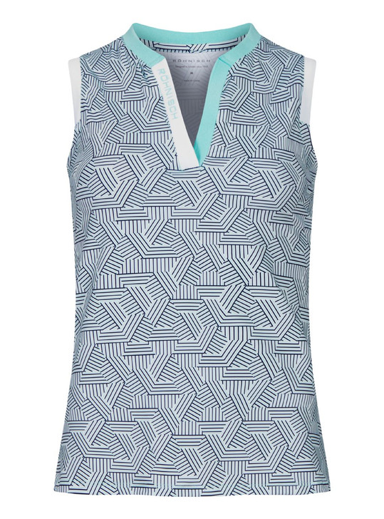 RH Abby Hexagon Mint Print Sleeveless Polo Shirt