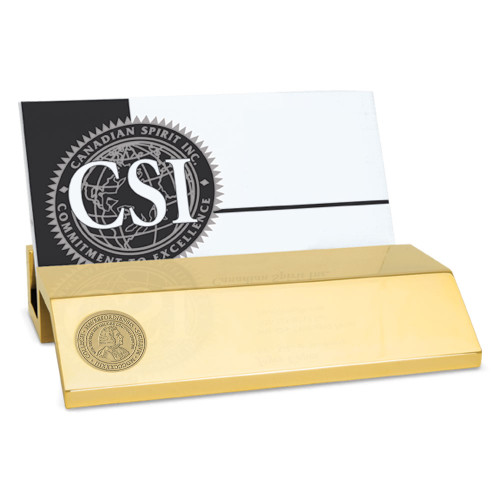WEB Gold Business Card Holder Gold Medallion w/Gift Box