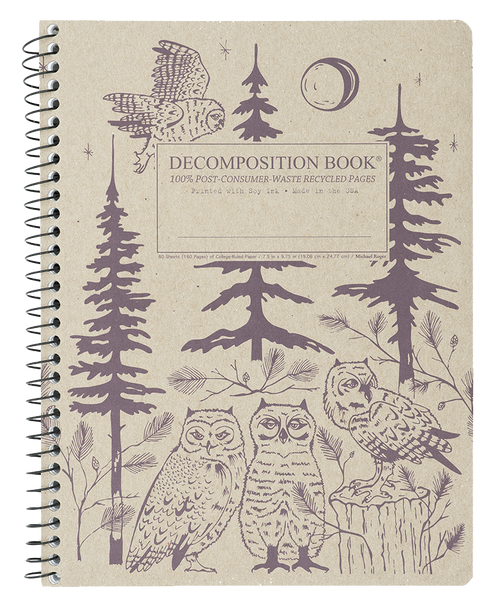 Notebook Decomposition Coilbound Lined- Baby Great Horned Owls