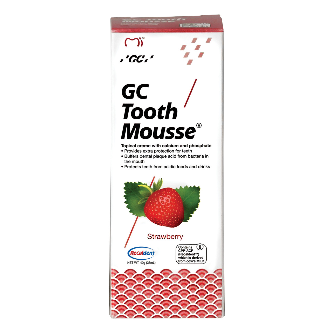 GC Tooth Mousse EXPORT PACKAGE - Strawberry, 10 x 40 g Tube. Topical cream