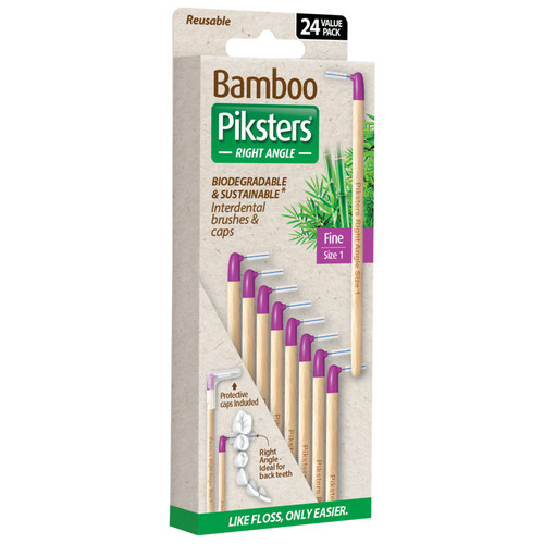 Piksters Bamboo Interdental Brushes Right Angle 24pk Piksters Bamboo Interdental Brushes Right Angle 24pk