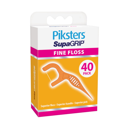 Really Clean Between with Piksters SupaGRIP Fine Floss Picks which help remove food and plaque from tight spaces.