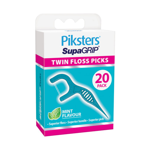 Piksters SupaGRIP Floss Picks Twin Mint 20pk
