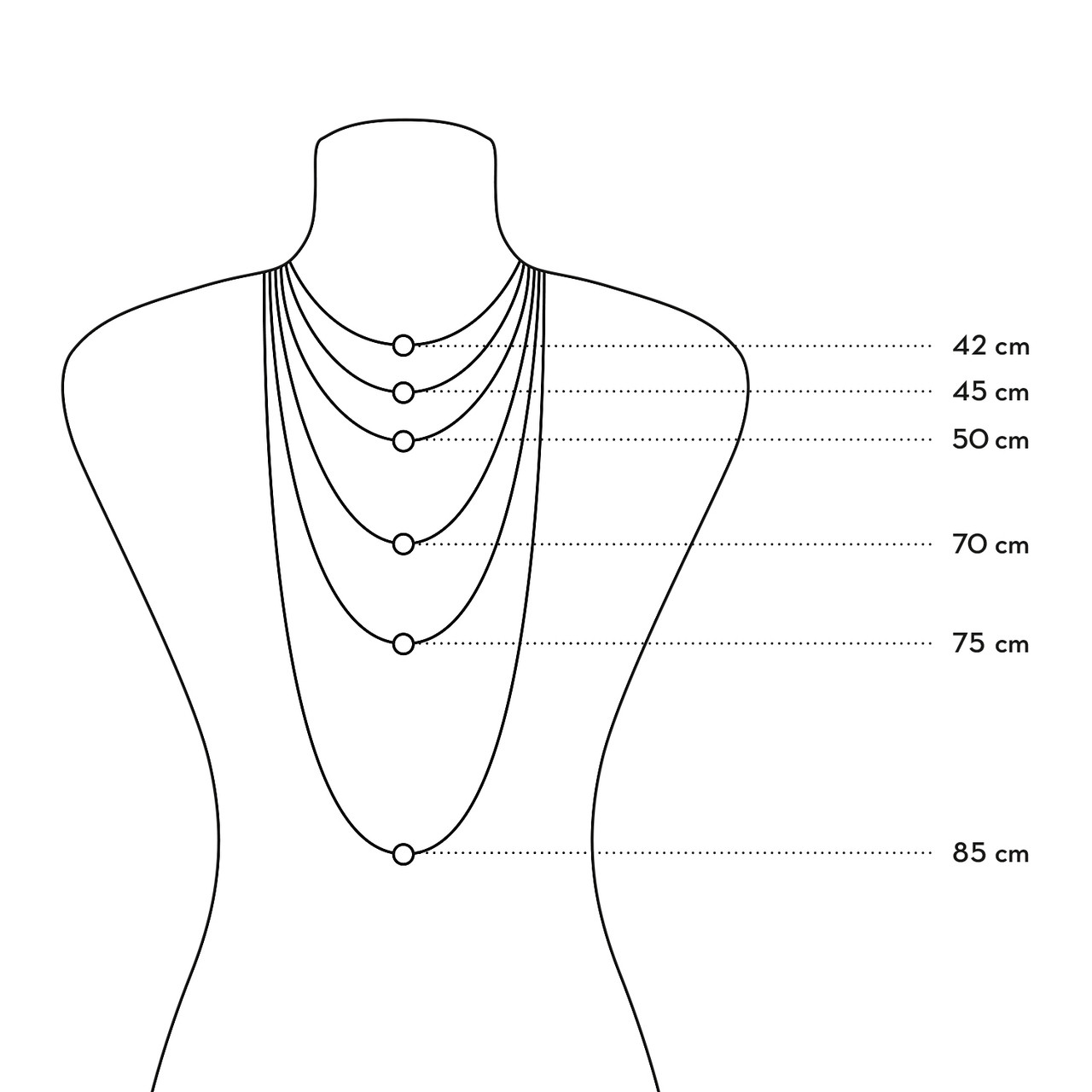 Размеры цепочки на шею женские
