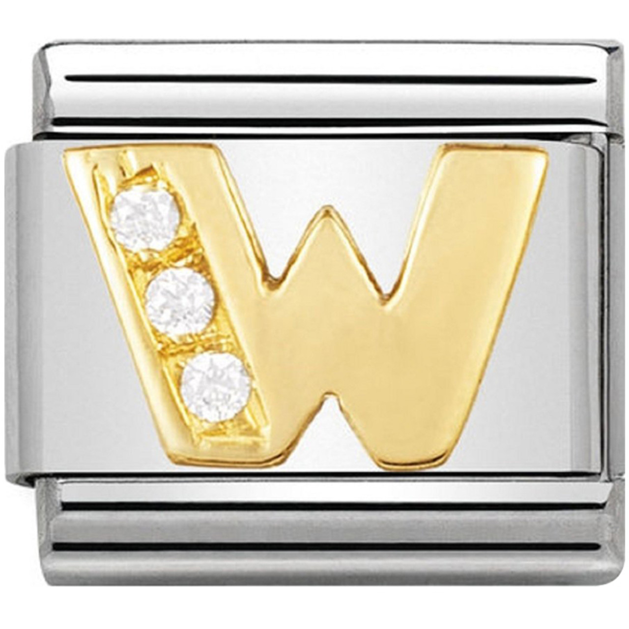 Letter W charm golden metal