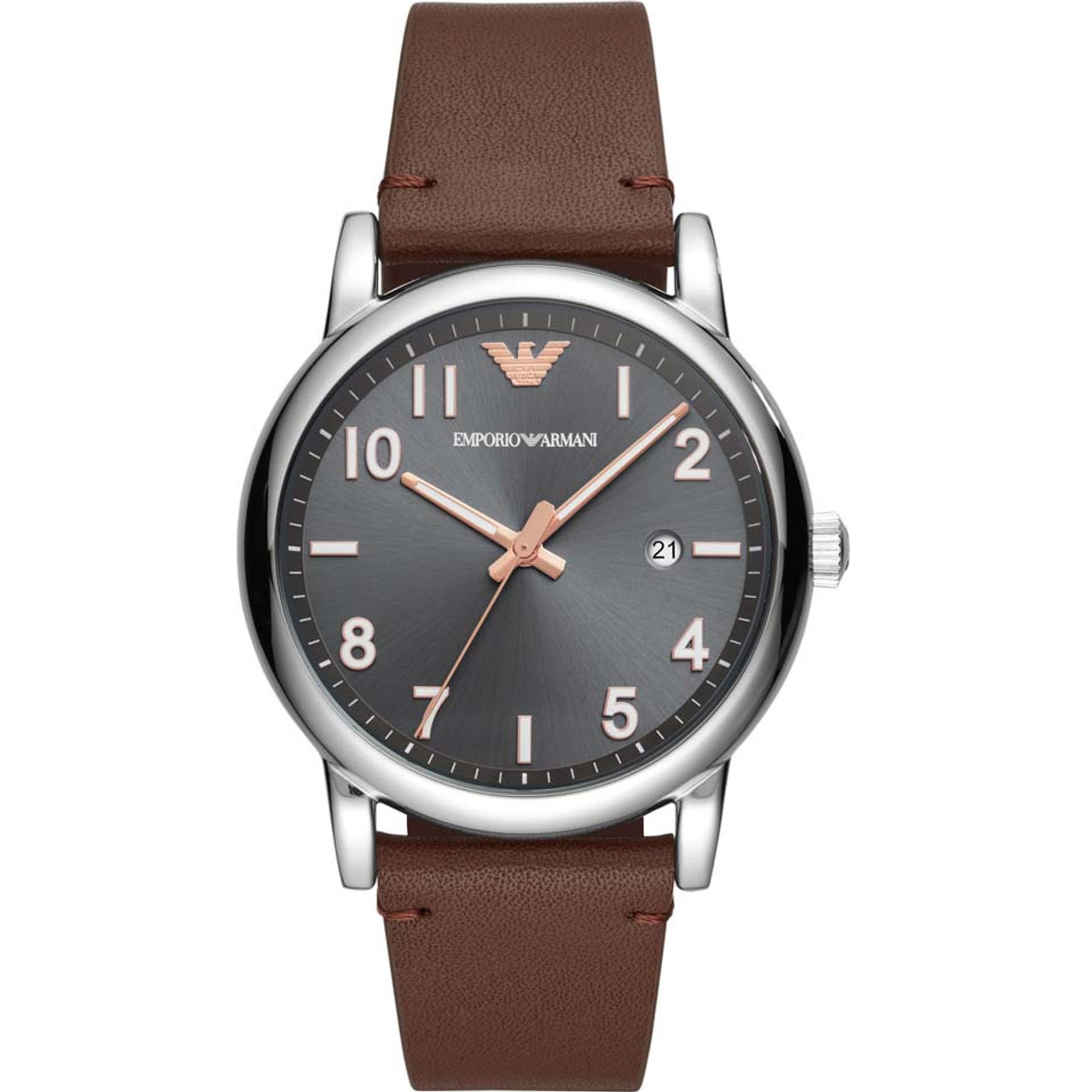 emporio armani leather strap watch