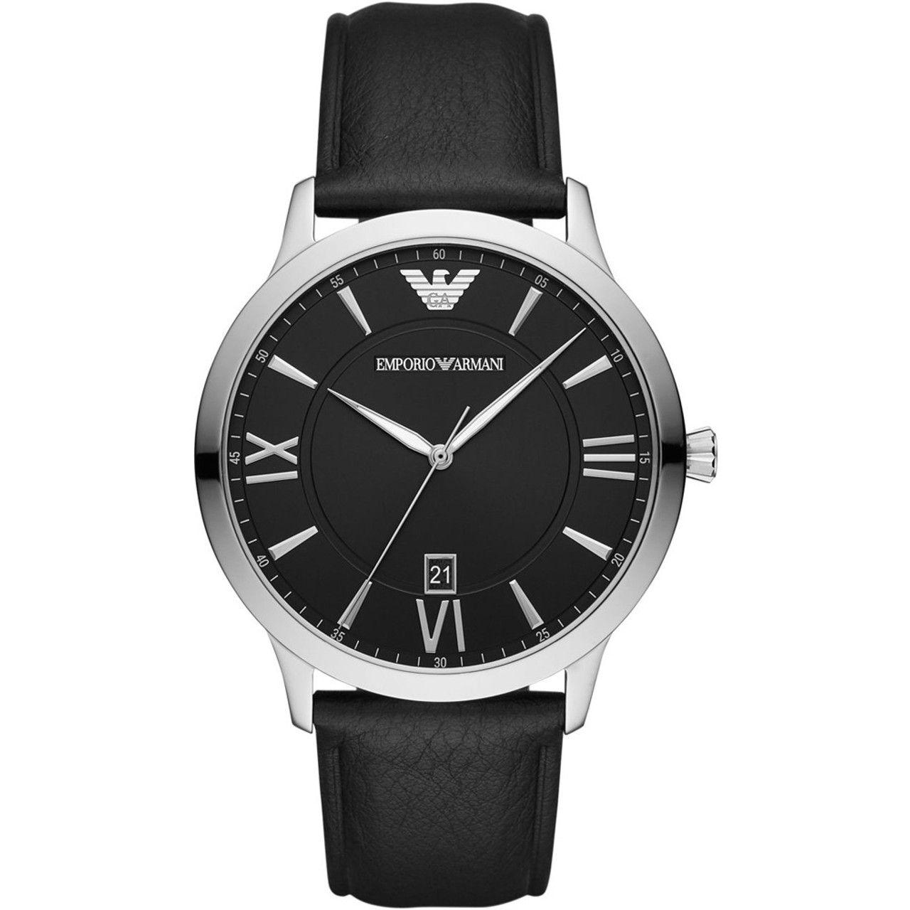 black armani watch leather strap