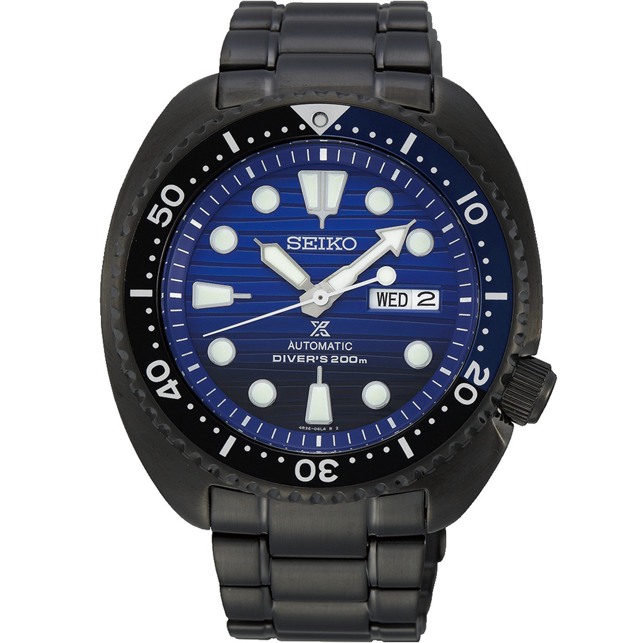 Seiko Prospex Automatic Diver's Turtle Save The Ocean Blue Dial Black PVD  Bracelet Watch SRPD11K1