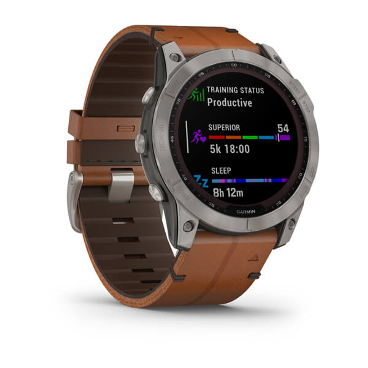 Garmin Fenix 7X Sapphire Solar 51MM Chestnut Leather Watch 010