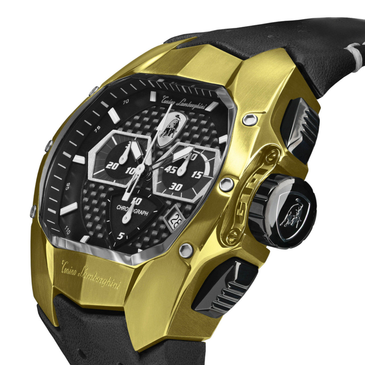 Tonino Lamborghini ゴールド クロノグラフ 型腕時計 Tonino Lamborghini Spyder X Chronograph Watch Date Gold T9XD