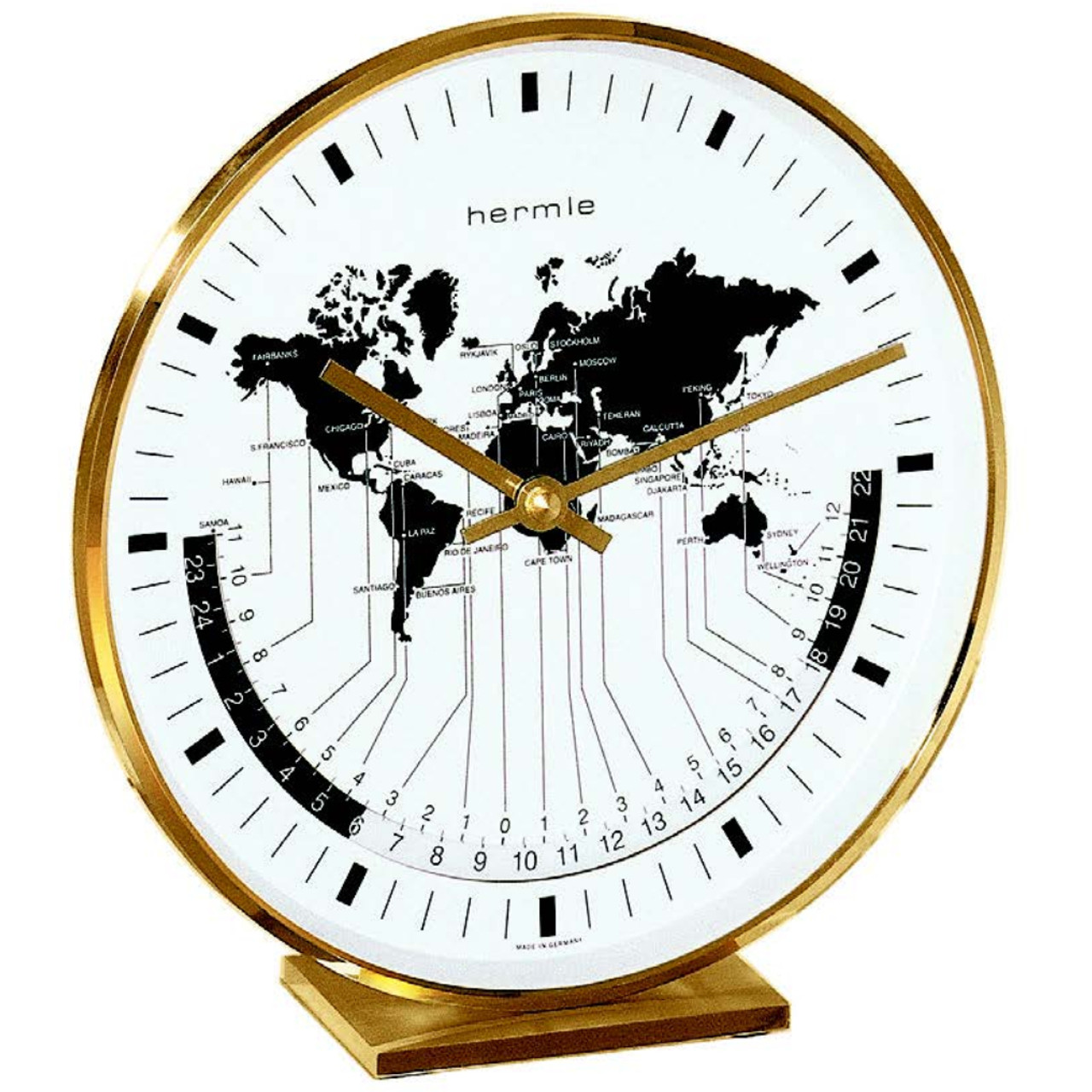 Hermle Mantle World Time Clock Brass 22704-002100